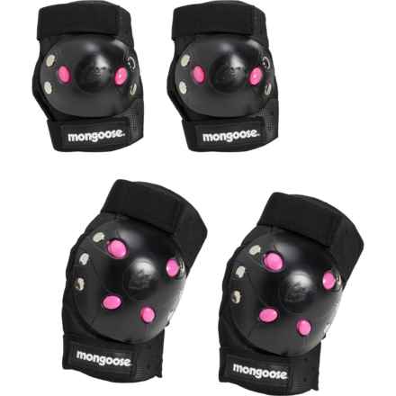 Mongoose High-Impact BMX Knee and Elbow Pad Set (For Girls) in Black/Pink