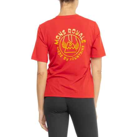 Mons Royale Icon Relaxed T-Shirt - Merino Wool, Short Sleeve in Retro Red
