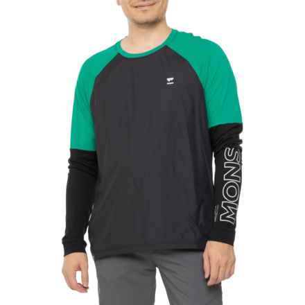 Mons Royale Tarn Merino Shift Wind Cycling Jersey - Merino Wool, Long Sleeve in Pop Green / Black