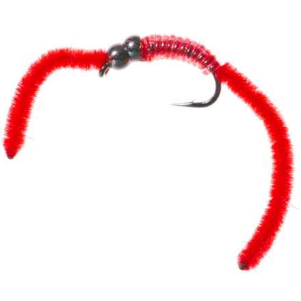 Montana Fly Company Jake’s Double Bead Rib Worm Nymph Fly - Dozen in Red