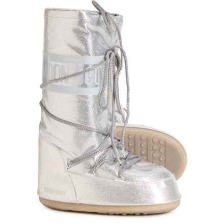MOON BOOTS Made in Europe Icon Glitter Boots (For Women) in H001-Silver