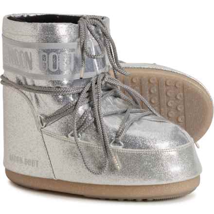 MOON BOOTS Made in Europe Icon Low Glitter Boots (For Women) in 002-Silver