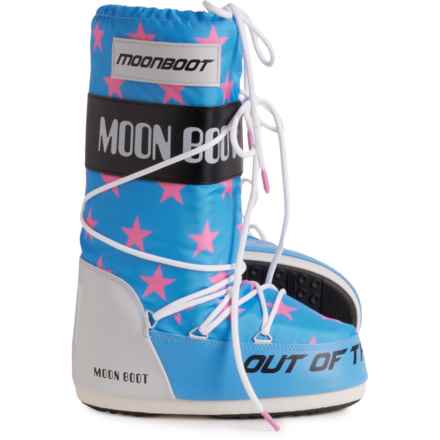 MOON BOOTS Made in Europe Icon Retrobiker Boots (For Women) in Pink Stars