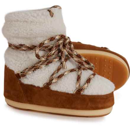 MOON BOOTS Made in Europe Light Low Shearling Boots - Suede (For Women) in Whisky/White