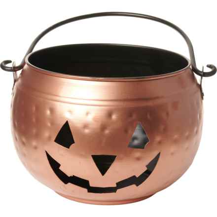 Moonlight Manor Large Copper and Black Jack-O-Lantern Decoration - 8x12” in Copper/Black