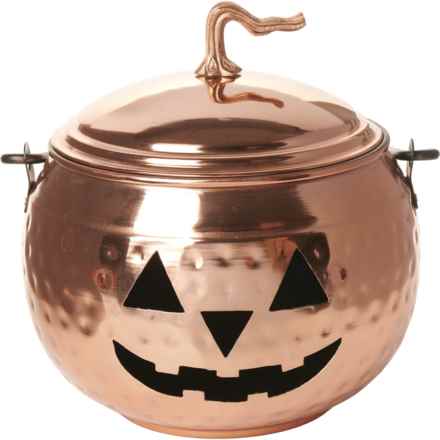 Moonlight Manor Large Jack-O-Lantern with Lid Decoration - 12x12” in Copper/Black