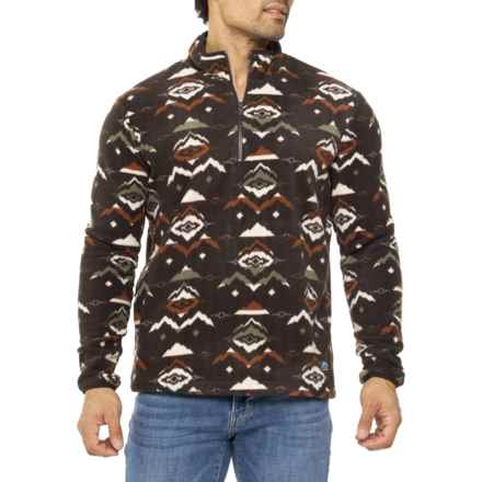 Mountain and Isles Printed Polar Fleece Sweater - Zip Neck in Cocoa Winter Aztec
