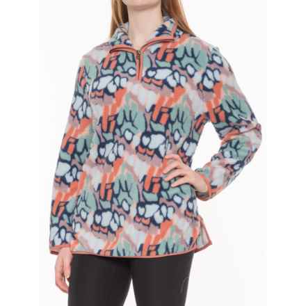 Mountain and Isles Printed Sherpa Fleece Jacket - Zip Neck in Canyon Clay Abstract