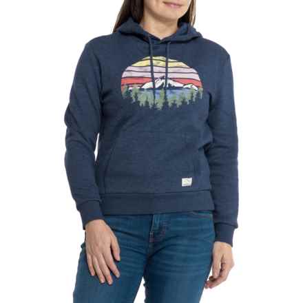 MOUNTAIN & ISLES Retro Lake Graphic Hoodie in Midnight Navy Heather