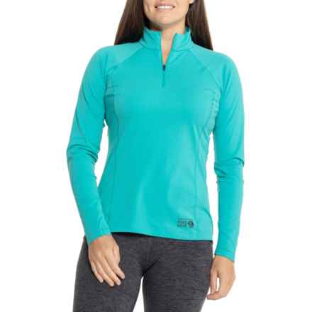 Mountain Hardwear Mountain Stretch Shirt - UPF 50, Zip Neck, Long Sleeve in Synth Green