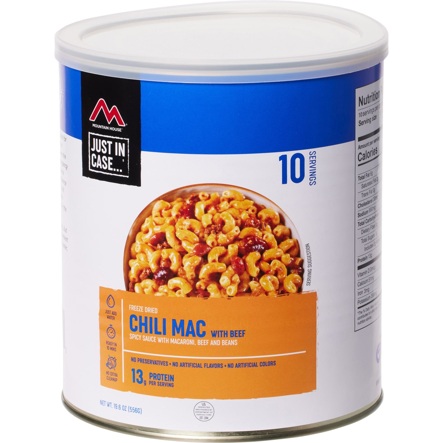 Mountain House Chili Mac with Beef Meal Can 10 Servings Save 23