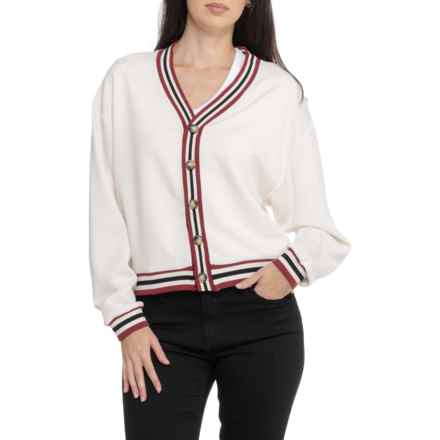 MOVE THEOLOGY Aria Stripe Cardigan Sweater in Snowy Peaks