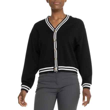 MOVE THEOLOGY Aura Tracker Cardigan Sweater in Black Onyx/Core White