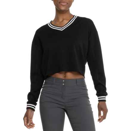 MOVE THEOLOGY Off Court V-Neck Shirt - Long Sleeve in Black Onyx/Core White