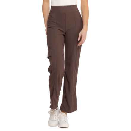 MOVE THEOLOGY Rib Parachute Pants in Chocolate Martini