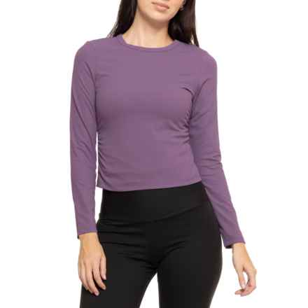 MOVE THEOLOGY Ribbed Cinched T-Shirt - Long Sleeve in Dusty Purple