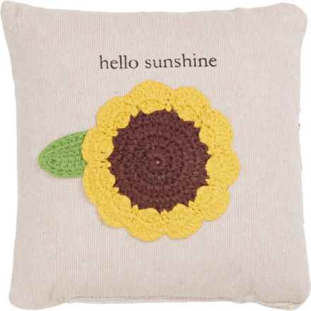 Mud Pie Crochet Sunflower Throw Pillow - 8x8” in Multi
