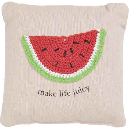 Mud Pie Crochet Watermelon Throw Pillow - 8x8” in Multi