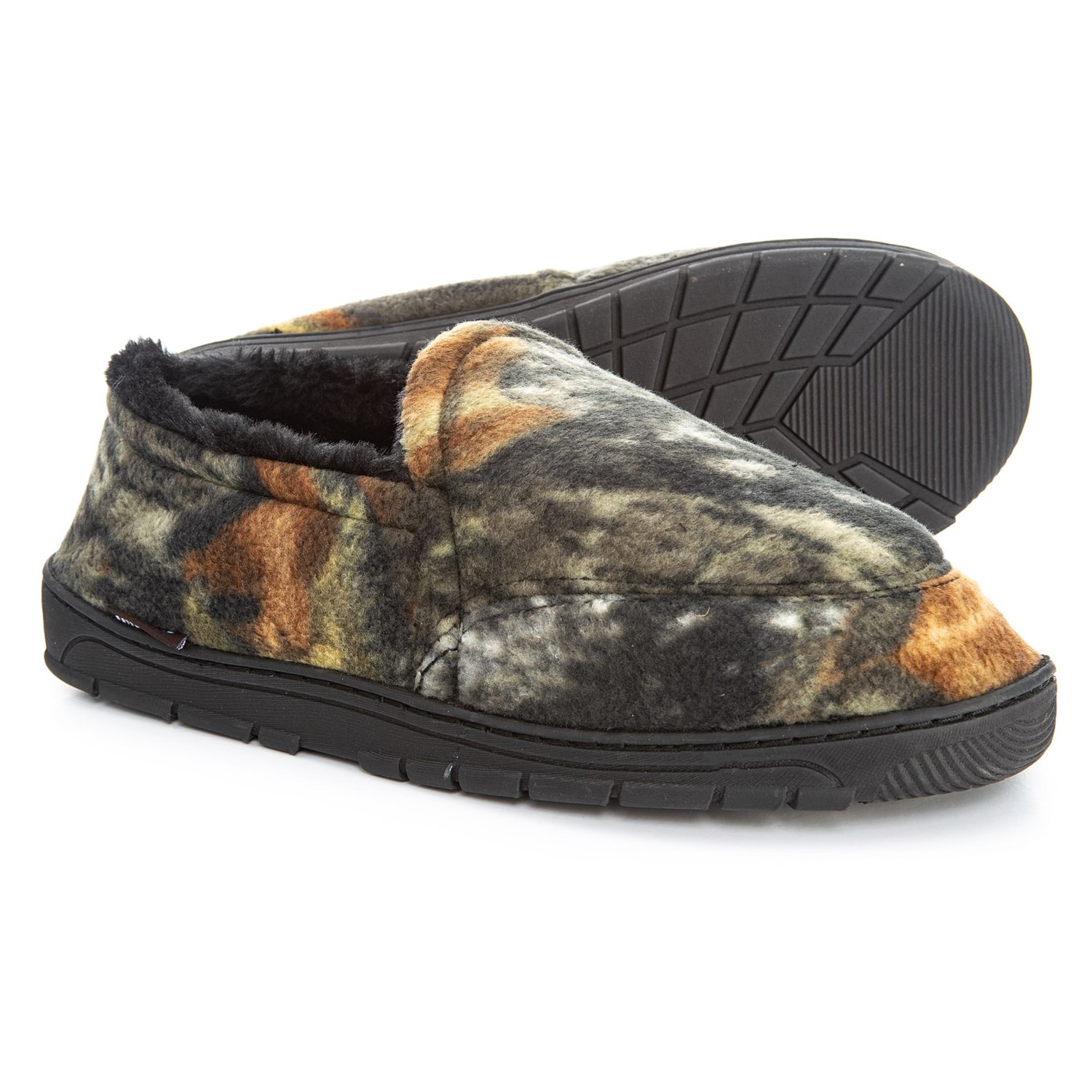 muk luks men's leather berber fleece slippers
