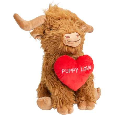 MultiPet Highland Cow Holding Heart Dog Toy - 14", Squeaker in B