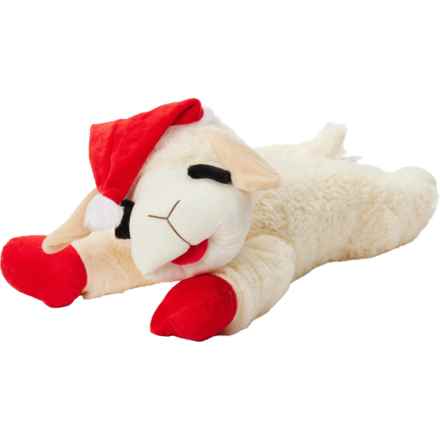 MultiPet Lamb Chop® Santa Hat Dog Toy - 18”, Squeaker in Santa Hat