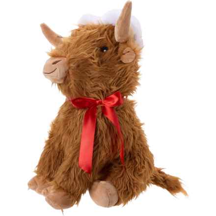 MultiPet Santa Hat Highland Cow Dog Toy - 14”, Squeaker in Santa Hat/Bow