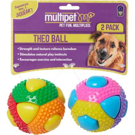 MultiPet Theo Squeaker Ball - 2-Pack, 3” in Multi