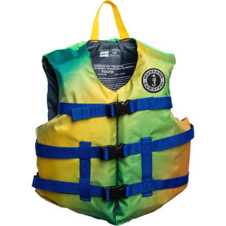 Mustang Survival Attitude Type III PFD Life Jacket (For Boys and Girls) in Gradient Swirl Sublimation-Blue-Bright Green