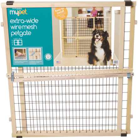 mypet Extra-Wide Adjustable Wire Mesh Pet Gate - 50x31” in Wire Mesh