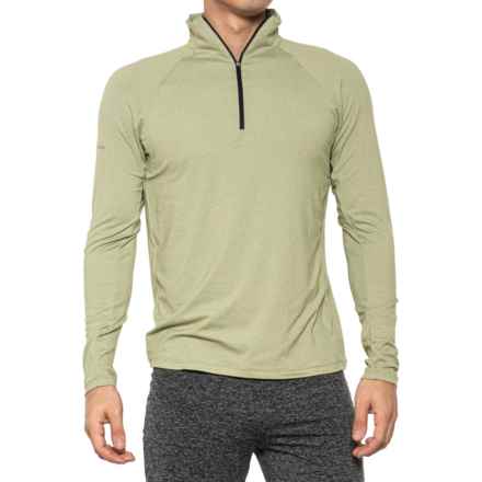 Nathan Dashlite Shirt - Zip Neck, Long Sleeve in Moss Stone