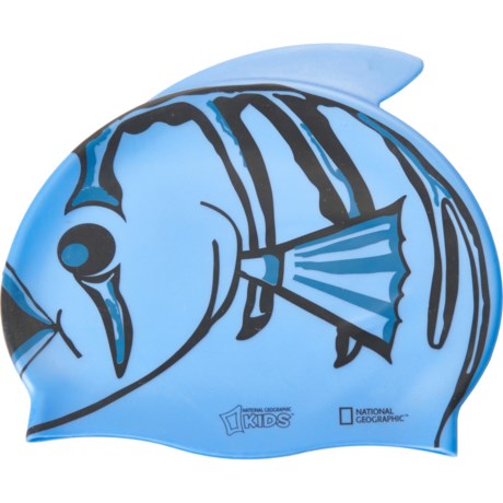 National Geographic Boys and Girls Fish Lids Swim Cap in Blue