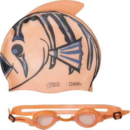 National Geographic Clown Fish Swim Cap and Goggles Set (For Boys and Girls) in Orange