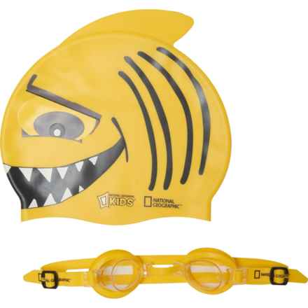 National Geographic Shark Swim Cap and Goggles Set (For Boys and Girls) in Yellow