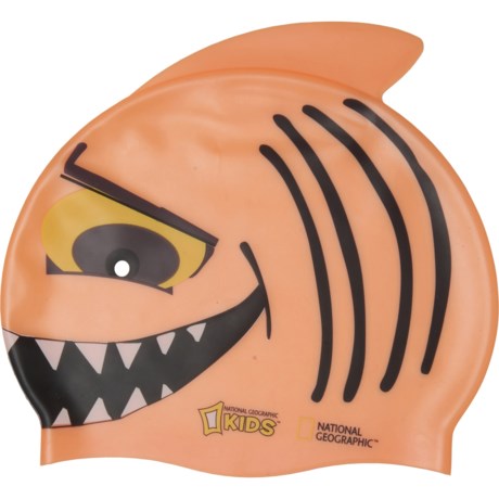 National Geographic Shark Swim Cap (For Boys and Girls) in Orange