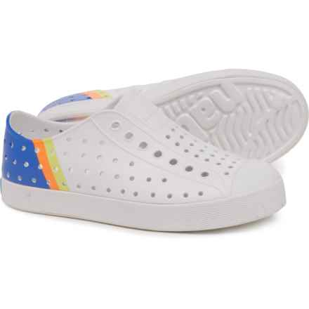 NATIVE Boys Jefferson Sugarlite® Block Shoes - Slip-Ons in Shell White/Shell White/Uv City Celery Block