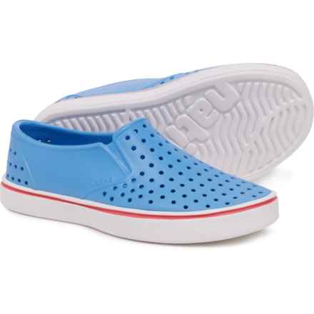 NATIVE Boys Miles Shoes - Slip-Ons in Resting Blue/Shell White/Hyper Red