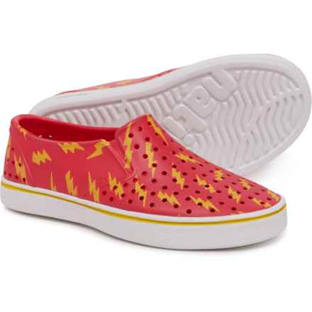 NATIVE Boys Miles Sugarlite® Slip-On Shoes in Hyper Red/Shell White/Crayon Lightning
