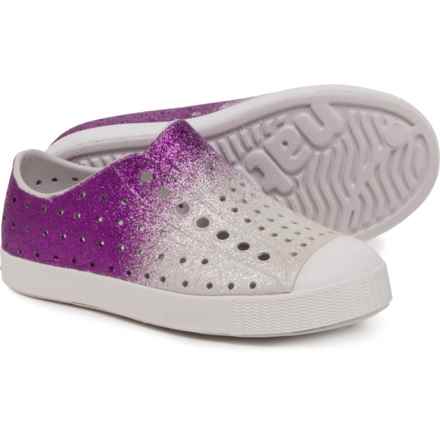 NATIVE Girls Jefferson Bling Shoes - Slip-Ons in Starfish Frost Bling/Shell White