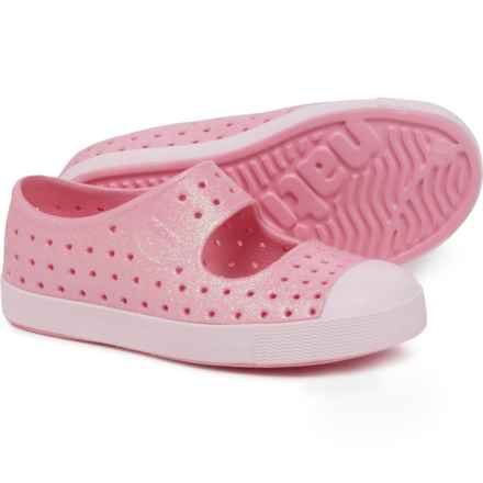 NATIVE Girls Jefferson Juniper Bling Shoes - Slip-Ons in Princess Bling/Milk Pink