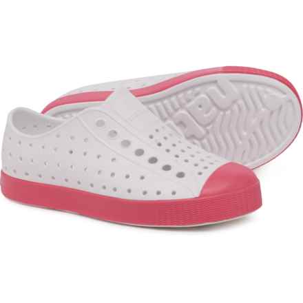 NATIVE Girls Jefferson Shoes - Slip-Ons in Shell White/Dazzle Pink