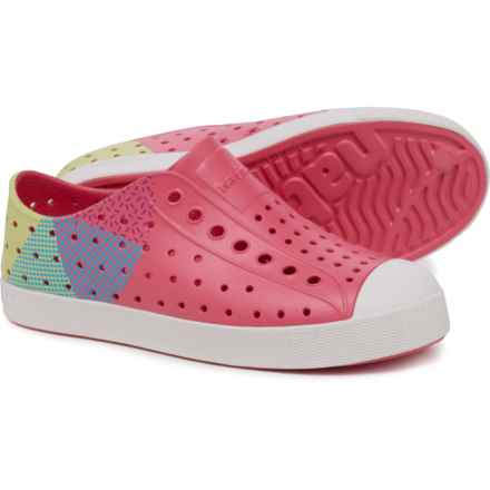 NATIVE Girls Jefferson Sugarlite® Block Juni Shoes - Slip-Ons in Dazzle Pink/Shell White/Multi