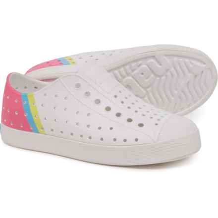 NATIVE Girls Jefferson Sugarlite® Block Juni Shoes - Slip-Ons in Shell White/Shell White/Dazzle Maria Celery Block