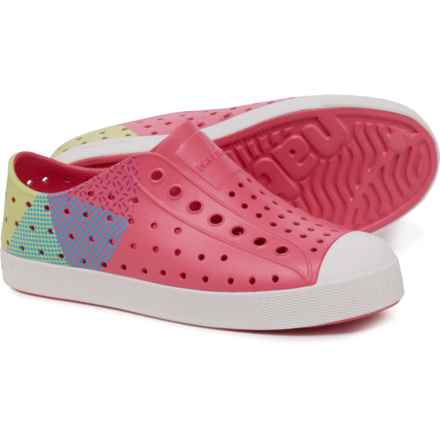 NATIVE Girls Jefferson Sugarlite® Block Shoes - Slip-Ons in Dazzle Pink/Shell White/Multi