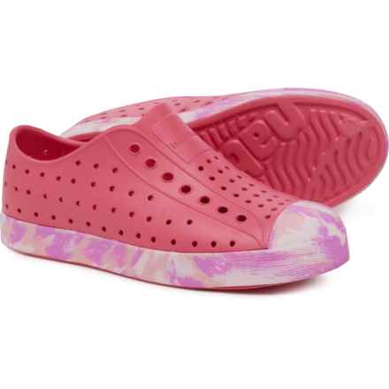 NATIVE Girls Jefferson Sugarlite® Marbled Shoes - Slip-Ons in Dazzle Pink/Winterberry Purple Marble