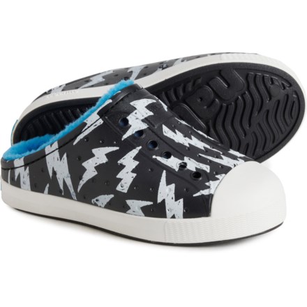 NATIVE Little Boys Jefferson Cozy Glow Shoes - Slip-On, Open Back in Jfyblk/Shlwht/Shllghtnglow