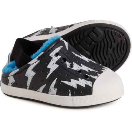 NATIVE Little Boys Jefferson Cozy Glow Shoes - Slip-On, Open Back in Jfyblk/Shlwht/Shllghtnglow