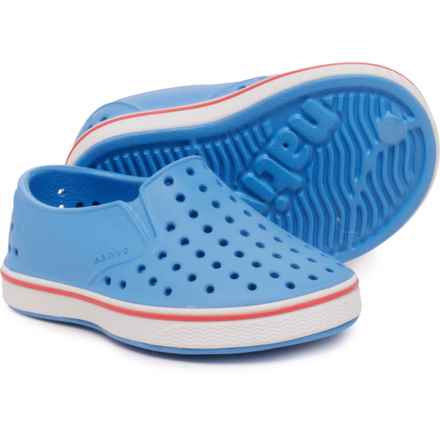 NATIVE Little Boys Miles Shoes - Slip-Ons in Resting Blue/Shell White/Hyper Red