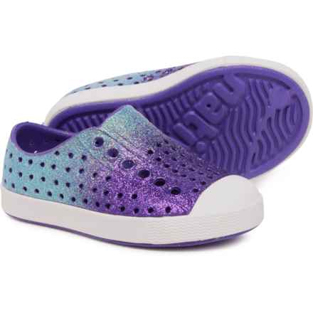NATIVE Little Girls Jefferson Bling Shoes - Slip-Ons in Saba Starfish Bling/Shell White