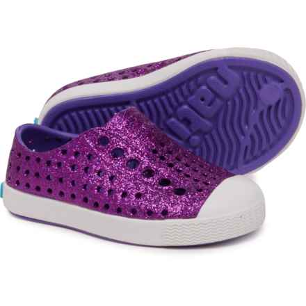 NATIVE Little Girls Jefferson Bling Shoes - Slip-Ons in Starfish Frost Bling/Shell White