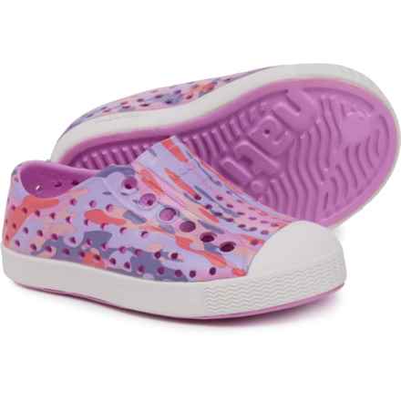 NATIVE Little Girls Jefferson Sugarlite® Print Shoes - Slip-Ons in Winterberry Pink/Shell White/Haze Eucamo